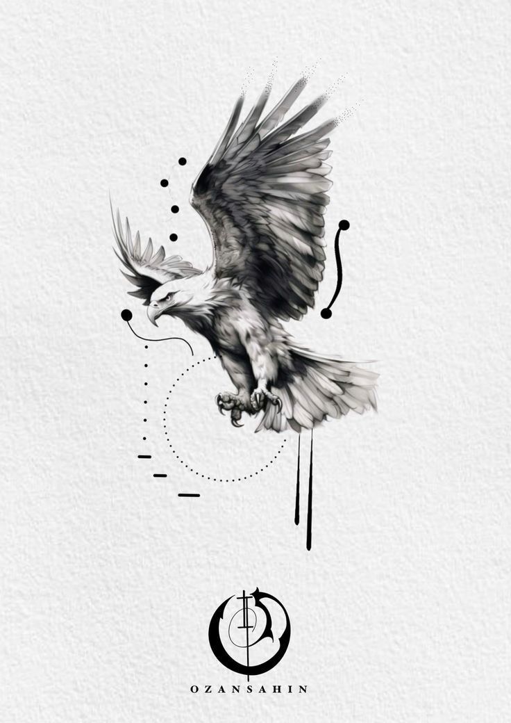 an eagle is flying with its wings spread out and the letters q are on it