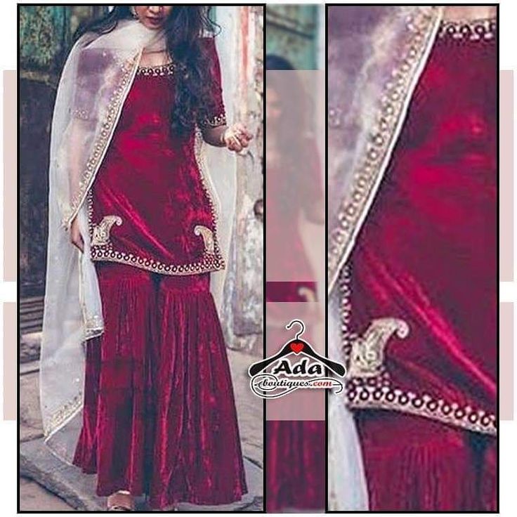 Velvet Sharara, Afghani Food, Velvet Pakistani Dress, Velvet Dresses Outfit, Velvet Kurti, Velvet Suit Design, Sharara Designs, Suits Punjabi, Lehnga Dress