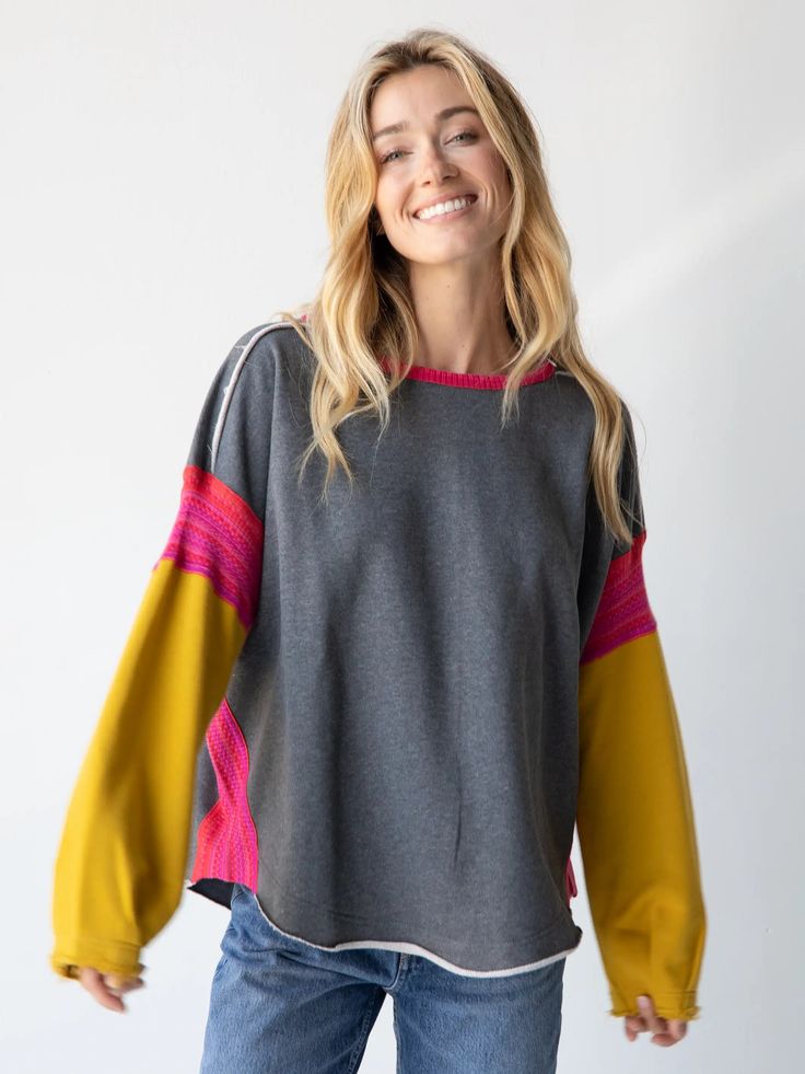 The exposed raw edges make this pullover so unique! So cute you'll want to collect them all! Cotton Sweaters For Women, Cotton Sweaters, Colorful Sweatshirt, Comfy Blankets, Floral Hoodie, Autumn Days, Stylish Sweaters, Cute Sweatshirts, Comfy Sweatshirt