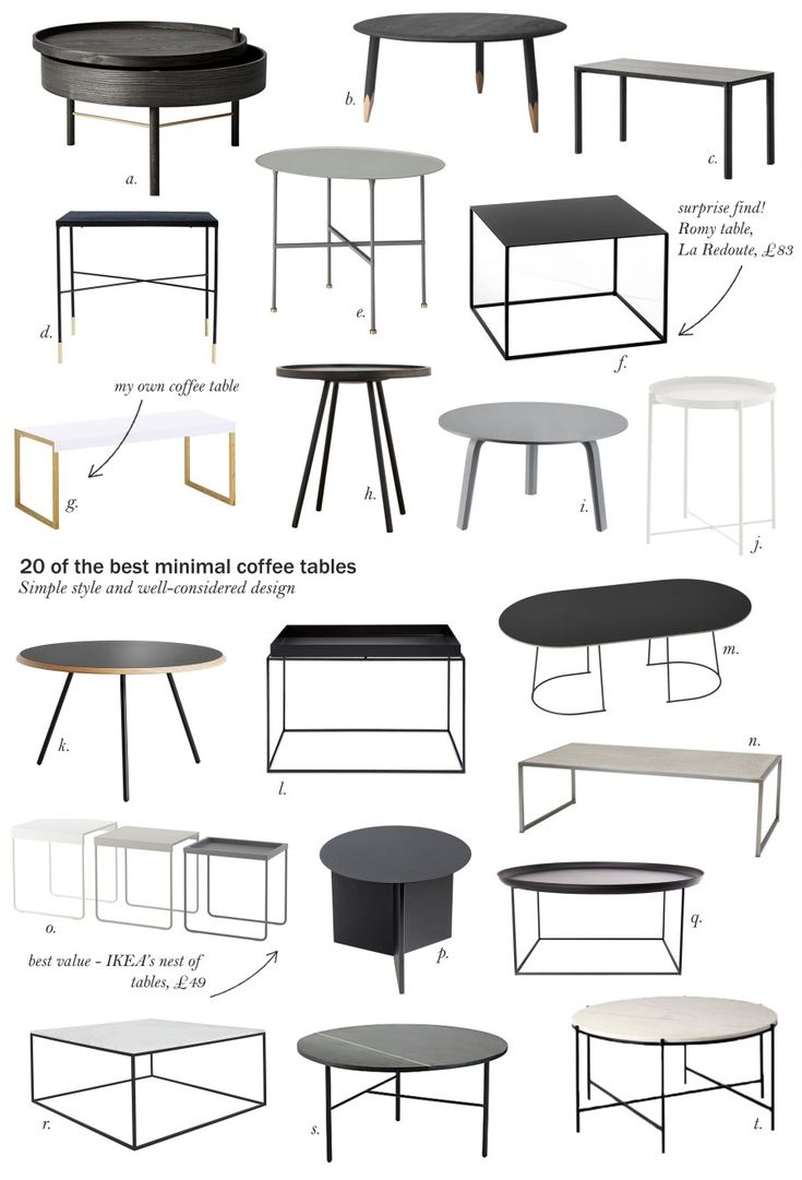 various tables and chairs are shown in different sizes