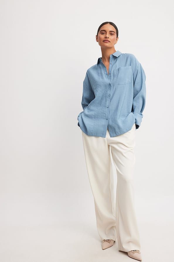 Modal Pocket Shirt Blue | NA-KD Brand Shoot, Low Waist Jeans, Sleepwear Sets, Wedding Guest Dress Summer, Pocket Shirt, A Button, Linen Clothes, Lingerie Sleepwear, Na Kd