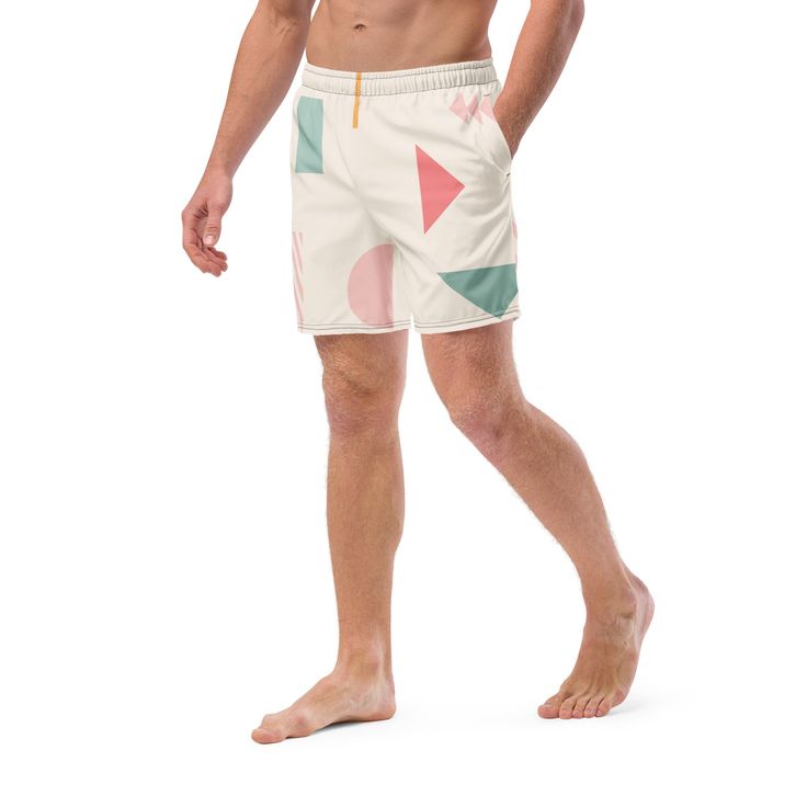 These swim trunks have everything you need for a hot summer day—they’re quick-drying and breathable, have multiple pockets for your belongings, and feature a silky, anti-chafe inner liner. Get yours now!• Fabric composition: (may vary by 5%) 91% recycled polyester, 9% spandex• Liner composition: 92% polyester, 8% spandex• Fabric weight (may vary by 5%): 5.13 oz/yd² (174 g/m²) • Four-way stretch water-repellent microfiber fabric• Anti-chafe mesh inner liner• Elastic waistband with drawcord• Mesh White Swim Trunks For Warm Weather Beach, White Swim Trunks For Beach In Warm Weather, White Swim Trunks For Beach And Warm Weather, White Summer Athletic Shorts For Beach Season, White Swim Trunks For Poolside In Spring, White Swim Trunks For Poolside Spring, White Swimwear With Pockets In Short Length, Casual White Swimwear For Warm Weather, White Swim Trunks For Spring Swimming