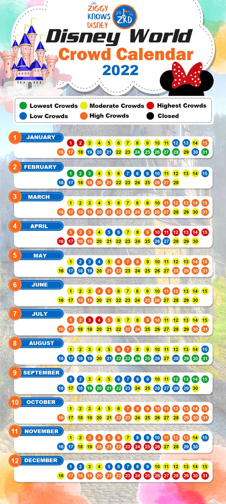 the disney world crowd calendar is shown