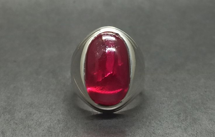 Cabochon Big Dark Deep Red Ruby Sterling Silver 925 Handmade Mens Heavy Ring Product: Ring Gemstone: Ruby Color: Red Handmade Ring It is heated and treated (lab created) but High Quality Ruby with pure 925 Sterling Silver Handmade Ring. Red Cabochon Signet Ring Gift, Collectible Fine Jewelry Ruby Ring With Polished Finish, Collectible Red Ruby Ring With Polished Finish, Collectible Red Rings With Polished Finish, Red Polished Finish Collectible Jewelry, Hallmarked Ruby Signet Ring, Collectible Red Jewelry With Polished Finish, Red Polished Finish Signet Ring As Gift, Classic Sterling Silver Cabochon Ruby Ring