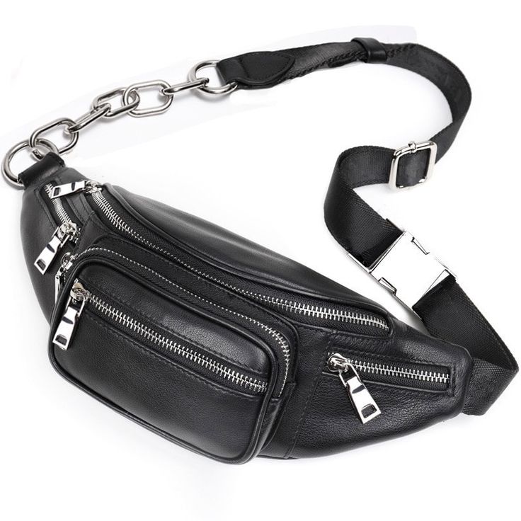 Buy Women's Black Fanny Pack Fashion Belt Bag Worldwide Free shipping and return, color: Black , material: Genuine Leather Fanny Pack Fashion, Black Fanny Pack, Fanny Bag, Lv Bags, Fashion Belts, Tote Bag Leather, Look Casual, Sport Bag, Chest Bag