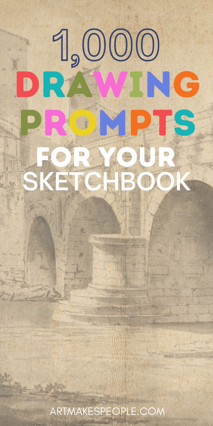 an old drawing book with the title, draw drawings for your sketchbook on it