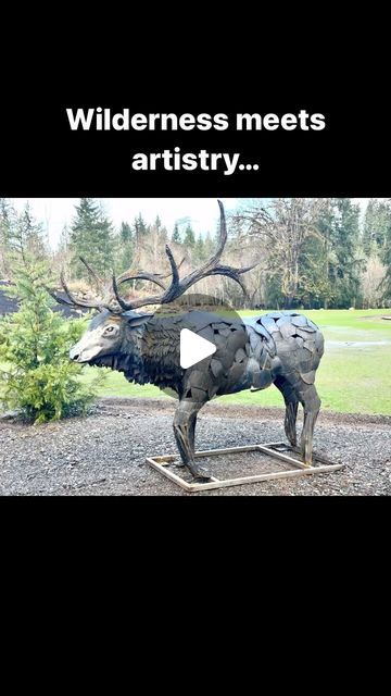 a statue of an animal with antlers on it's back and the words wildness meets artistry