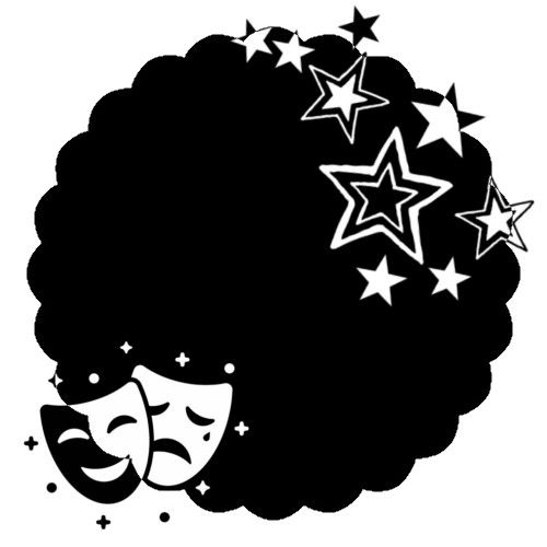 a black and white silhouette of a woman's face with stars in her hair