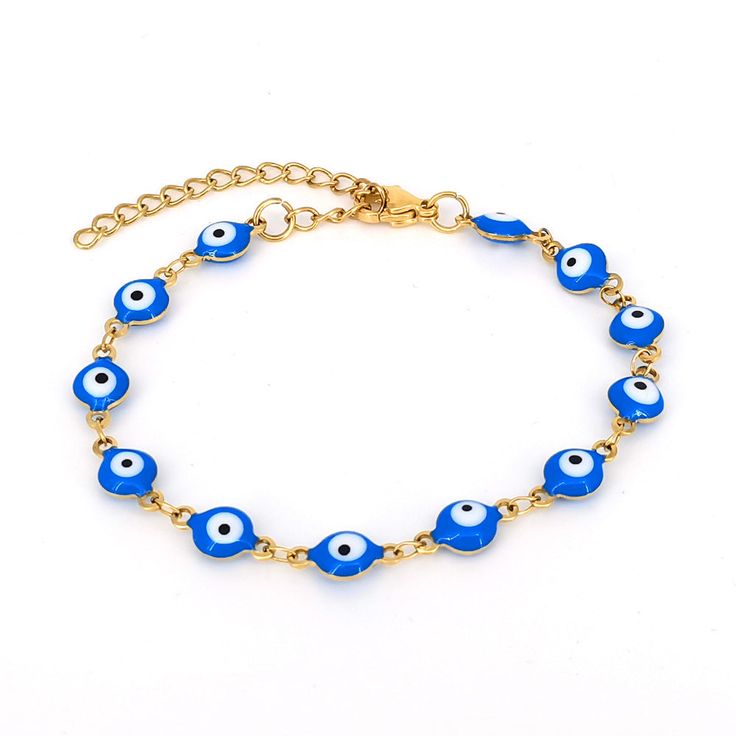 The Evil Eye concept dates back thousands of years, being wildly spread through the Mediterranean Region and the Middle East. It is believed that once can be harmed by the evil eye stare of an envious person, or by the lengthy praise. This can occur either consciously or unconsciously. The desire oriented waves generated in a person about another individual are transmitted to that individual and an evil eye is cast on them. In Europe, it is believed that envious or malicious looks can bring a ba Red Evil Eye Bracelet, Evil Eye Bracelet Gold, Eye Bead Bracelet, Red Evil Eye, Bracelets Red, Jewelry Evil Eye, Bracelet Evil Eye, Stainless Bracelet, Summer Shopping