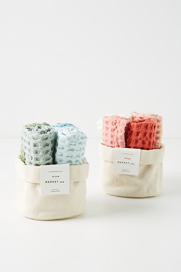 Fit with a convenient cotton bag, these waffle-textured dishcloths not only add charm and eco-friendliness to any kitchen but also boast excellent absorbency, ensuring efficient cleanup for any culinary endeavor. | Market Waffle Dishcloths, Set of 4 by Anthropologie, Size: Small, Cotton Breakfast Gift Basket, Modern Cottagecore, Breakfast Gift, Anthropologie Home, Pretty Kitchen, Decor Essentials, Nyc Apartment, Spring Home Decor, Kitchen Collection