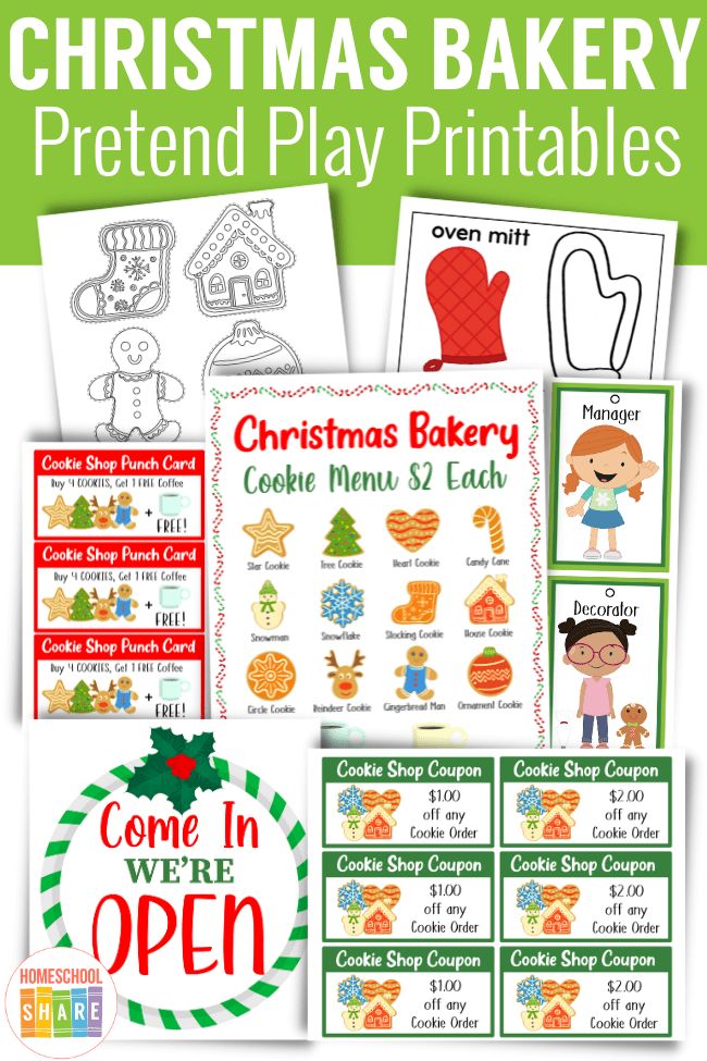 christmas bakery themed play printables for kids