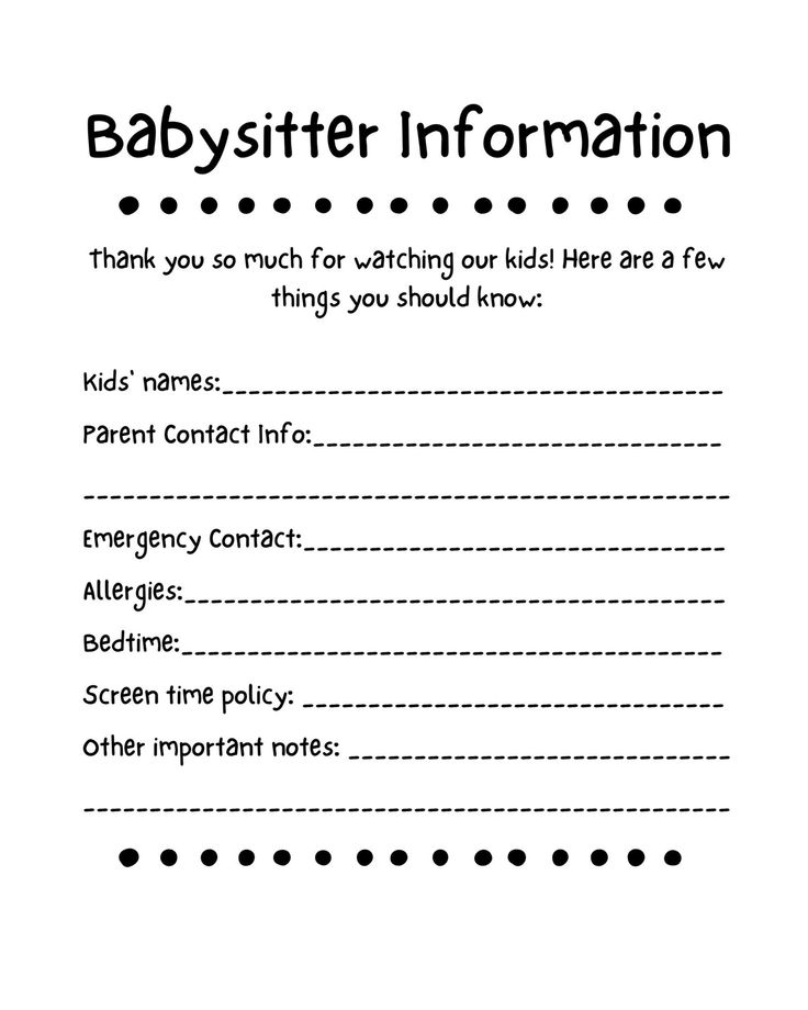 Food Flyer Design Babysitter Information Sheet, Babysitter Printable, Babysitter Checklist, Babysitting Bag, Babysitting Hacks, Babysitting Kit, Babysitter Notes, Babysitting Flyers, Food Flyer Design