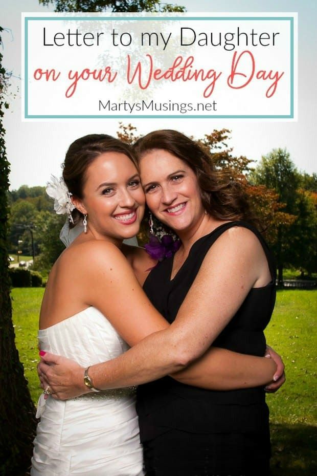 two women hugging each other in front of a tree with the words, letter to my daughter on your wedding day