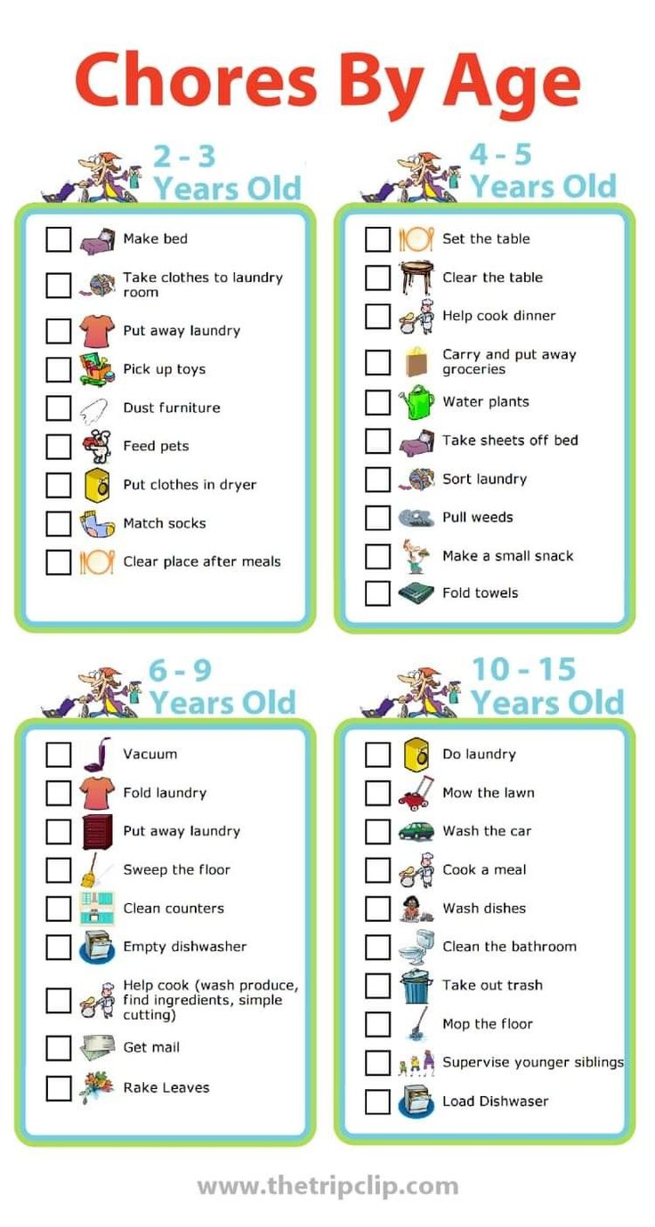 the chores by age checklist is shown in this screenshote screen shot