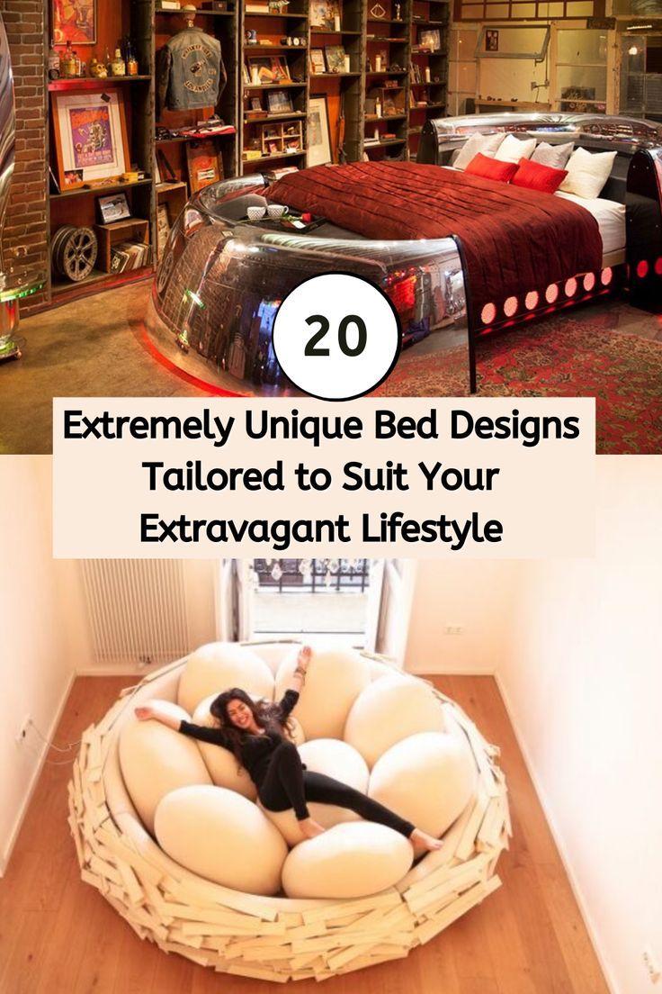 20 Extremely Unique Bed Designs Cool Teen Beds, Unique Adult Beds, In Ground Bed, Unique King Bed, Unusual Furniture Unique, Cool Furniture Beds & Bed Frames, Bedroom Inspirations Tv, Unique Bed Frame Ideas, Alternative Beds