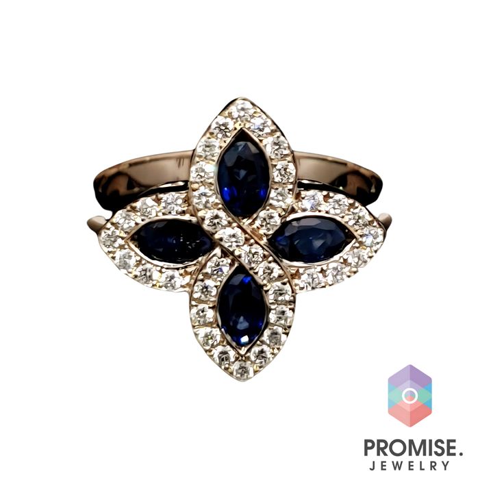 Product Description Introducing the Infinite Petal Ring Collection by Promise Jewelry, a luxurious line of rings that seamlessly blends timeless elegance with exquisite craftsmanship. Each ring in this collection is designed to capture the beauty of nature's floral patterns, enhanced by the vibrant hues of ethically sourced gemstones and the dazzling sparkle of natural diamonds. Perfectly set in 18k gold, these rings are a testament to our commitment to quality and sustainability. Exceptional Cr Luxury Jewelry With Rose Cut Diamonds In Flower Shape, Elegant Rose Gold Sapphire Diamond Ring, Elegant Flower Shaped Cluster Promise Ring, Elegant Rose Gold Flower-shaped Ring, Elegant Cubic Zirconia Flower Ring, Elegant Rose Cut Diamond Flower Ring For Formal Occasions, Elegant Sapphire Flower-shaped Jewelry, Elegant Formal Flower Ring With Rose Cut Diamonds, Elegant Flower Shaped Promise Ring