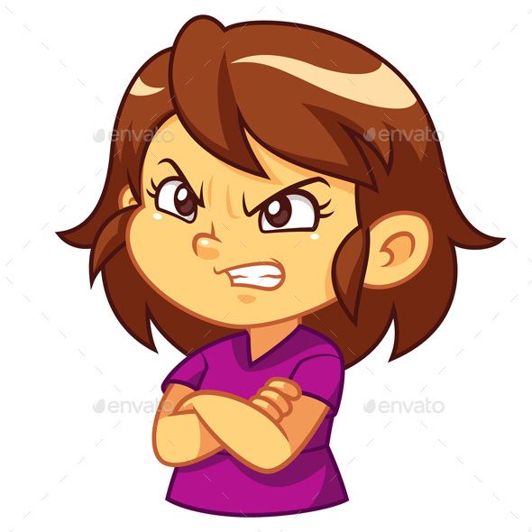 an angry woman with her arms crossed in front of her face - people characters illustrations