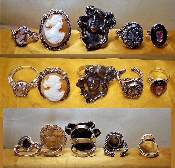 "Dainty Shell Cameo Rhinestone Ring \"TGGC\" Ornate 14 Rhinestone 925 Ring Size 8, 5/8\" Hand Carved Vintage Cameo 925, One of a Kind! Only39.90 The Cameo in 14 rhinestone setting measures 3/4\" long & 3/8\" across. The Vintage Ring is made by \"THE genuine GEMSTONE company\" in UK. All I did was remove a plain stone from vintage ring & add tiny hand carved vintage shell cameo. This small cameo was white carved on white. I darkened the back of cameo so features could be seen, and shellac Collectible Open Rings, Silver Costume Jewelry Ring As Gift, Silver Costume Jewelry Rings For Gift, Handmade Crystal Ring For Formal Occasions, Handmade Victorian Style Rings, Victorian Rings Stamped 925, Vintage Hallmarked Crystal Ring, Insignia Ring, Eagle Flag