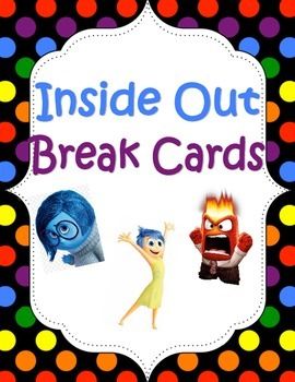 inside out break cards with characters from the cartoon movie, monsters and aliens on them