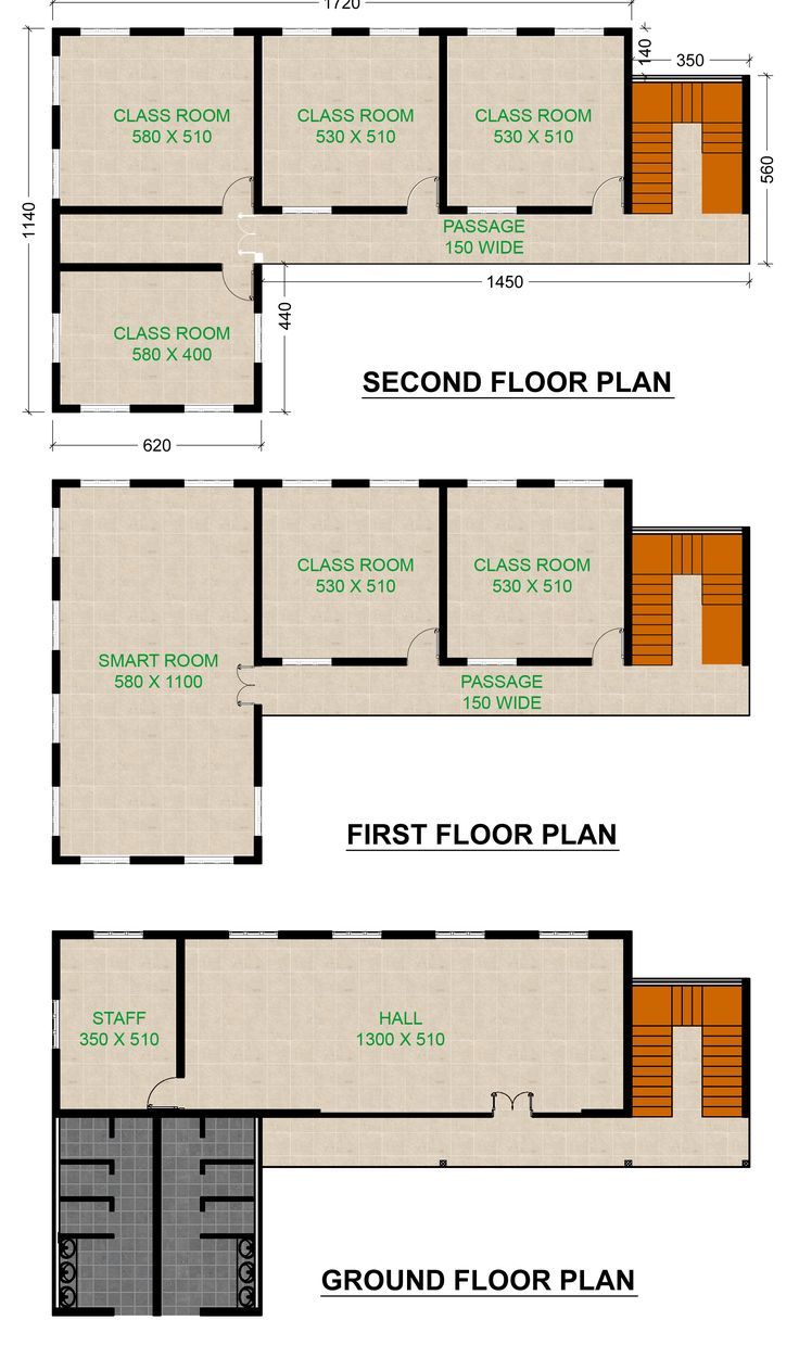 two story house plans with second floor and first floor plan in the same section,