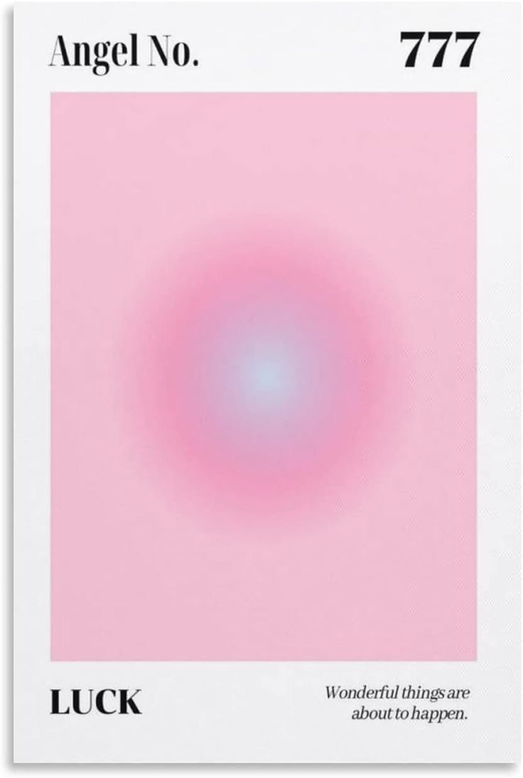 a pink square with the words angel no 7 on it and an image of a blue circle