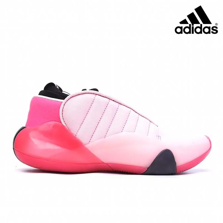 a pair of pink and black shoes on a white background with the adidas logo