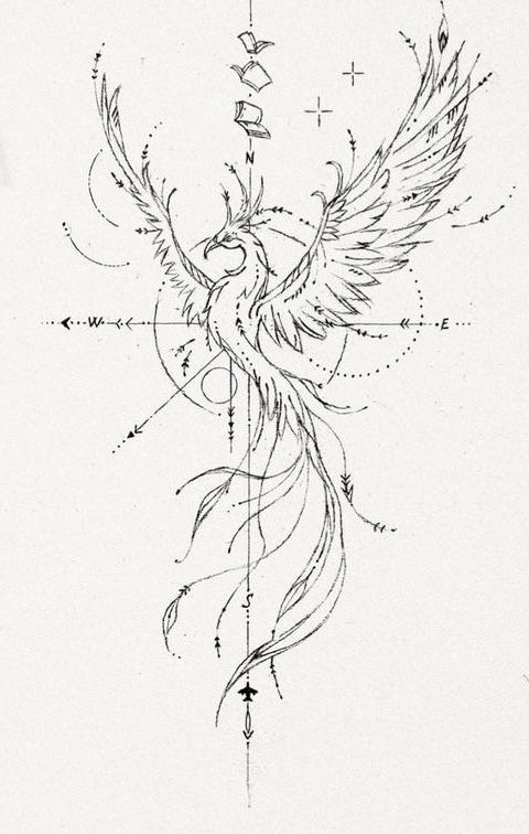 a drawing of a bird with wings on it's back, and stars in the background