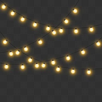 a string of light bulbs on a dark background