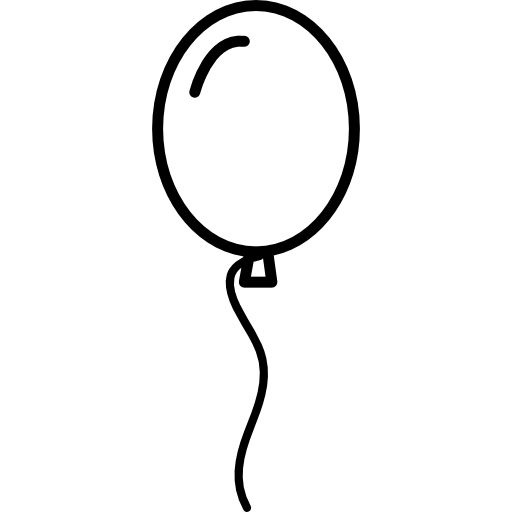 a black and white line drawing of a balloon with a string attached to it's end