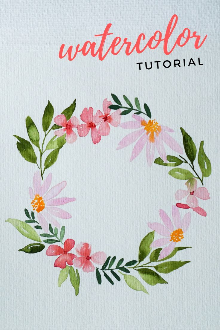 the watercolor flower wreath is painted on white paper