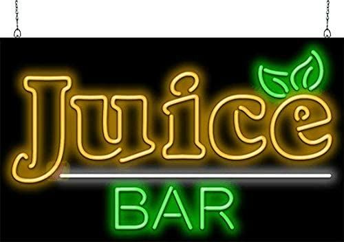 a neon sign that says juice bar