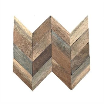 two pieces of wood are arranged in the shape of chevrons on top of each other