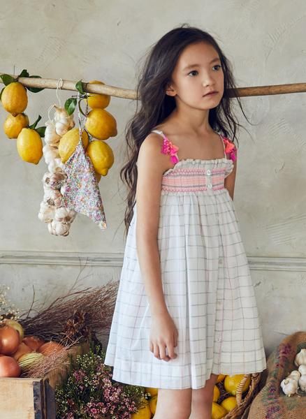 Nellystella Camila Dress in Space Dye Check - PRE-ORDER – Hello Alyss - Designer Children's Fashion Boutique Nellystella Dress, Girls Sneakers Outfit, Silk Organza Dress, Camilla Dress, Cotton Silk Dress, Girls Sundress, Velvet Fashion, Girls Sneakers, Sweet Dress