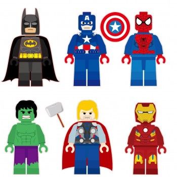 the legos are designed to look like superheros