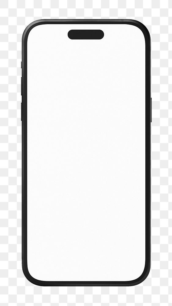 an iphone with a white screen and black frame on the back, against a transparent background