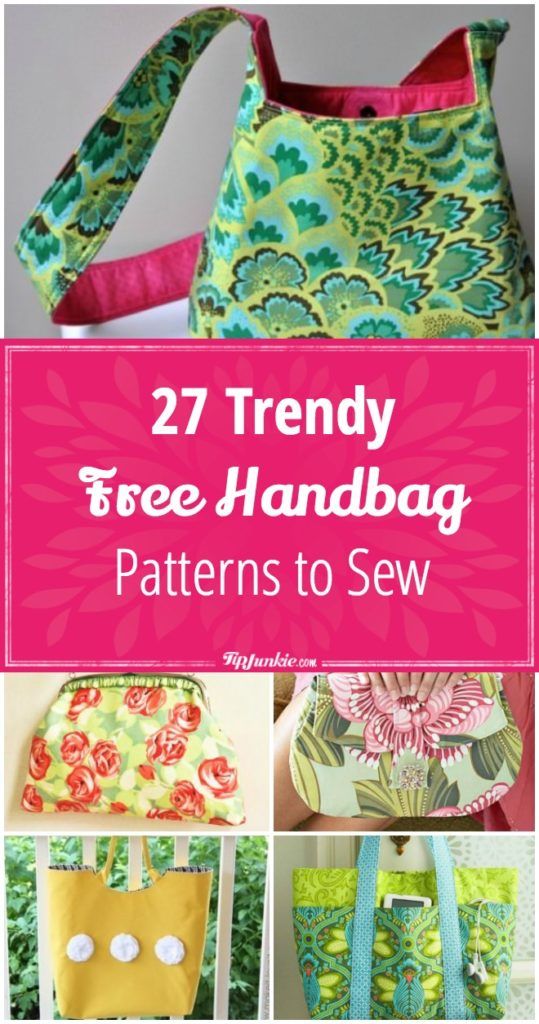 many different bags with the words 27 trendy free handbag patterns to sew