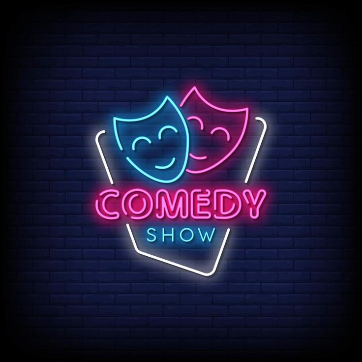 the comedy show logo with two masks on it