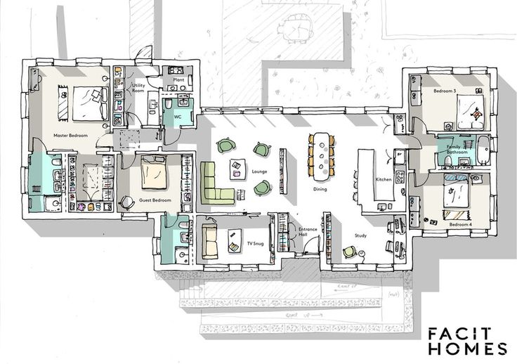 the floor plan for an apartment with three rooms and two living areas on each level