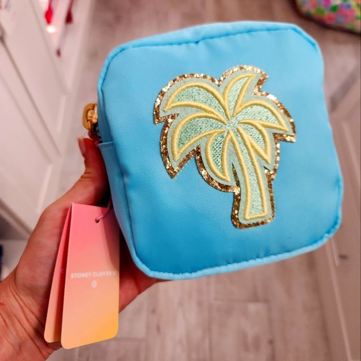 Nwt Stoney Clover X Target Collab Small Blue Pouch With Palm Tree Patch. Blue Pouch Cosmetic Bag For On-the-go, Blue On-the-go Pouch Cosmetic Bag, Blue On-the-go Cosmetic Pouch, Blue Cosmetic Bag With Removable Pouch For On-the-go, Blue Cosmetic Bag With Removable Pouch For Travel, Blue Beach Bag With Zipper Pouch, Blue Travel Pouch With Removable Section, Trendy Blue Travel Cosmetic Bag, Trendy Blue Cosmetic Bag For Travel