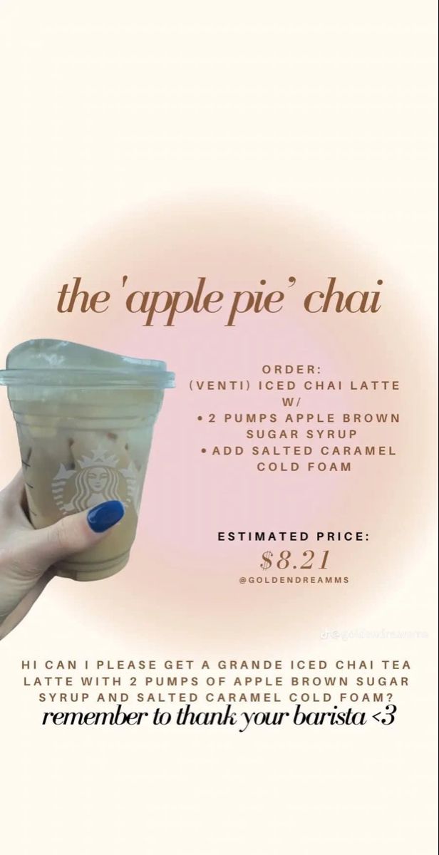 an advertisement for the apple pie chai