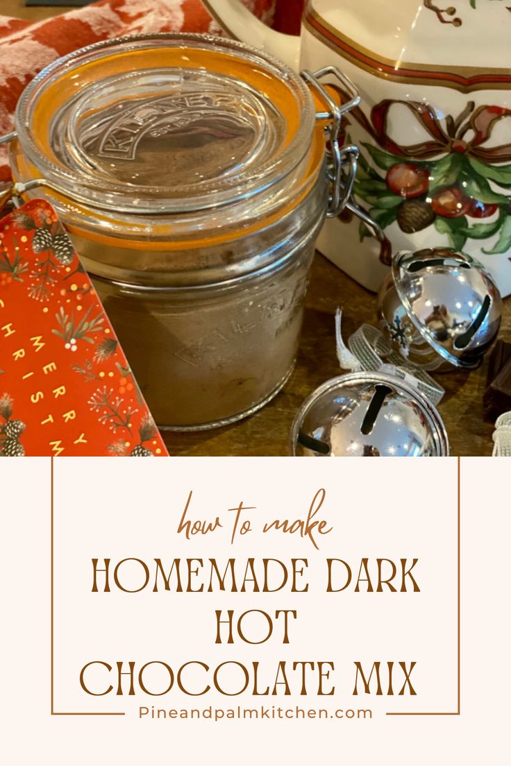 This simple recipe makes a batch of decadent hot cocoa mix with just a few pantry staples. Perfect for thoughtful and sustainable holiday gift giving Dark Hot Chocolate Mix Recipe, Dark Chocolate Hot Cocoa Mix Recipe, Homemade Dark Hot Chocolate, Flavored Hot Chocolate Mix Recipe Dry, Homemade Dark Chocolate Hot Cocoa, Organic Hot Cocoa Mix Recipe, Hot Chocolate Mix Recipe, Homemade Dark Chocolate, Vanilla Milk