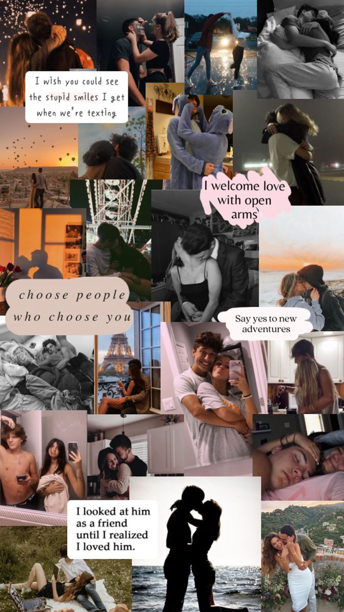 a collage of photos with some people kissing