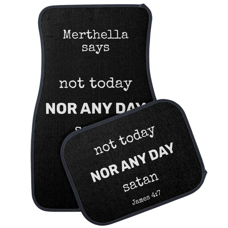 two black and white coasters with words written on the front, one saying not today