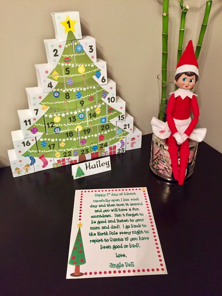 an elf is sitting next to a christmas tree with a poem in front of it