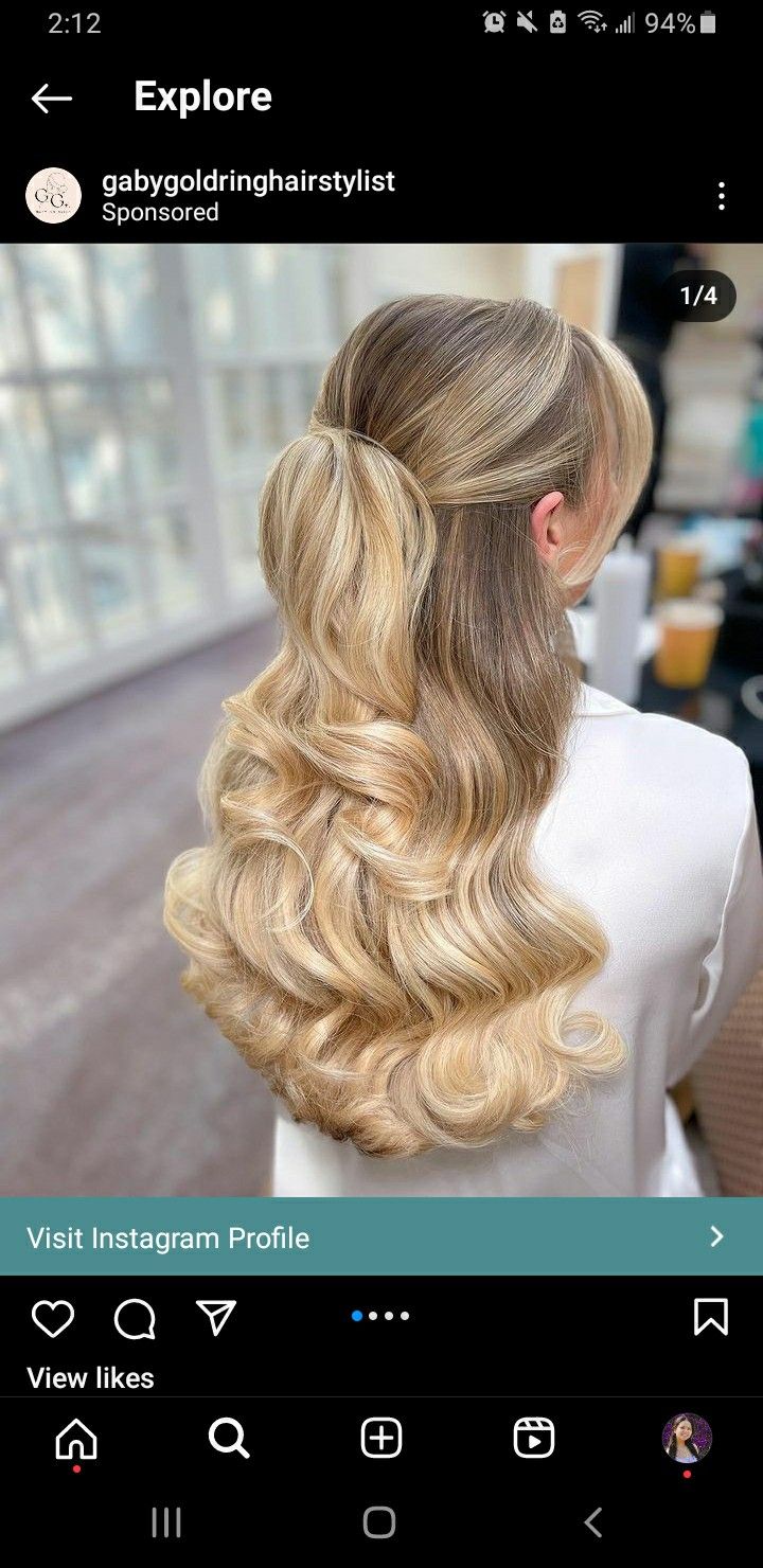 Glam Hair Half Up Half Down, Classy Bridal Hair Half Up, Hollywood Waves Half Up, Half Up Hollywood Waves, Half Up Hair Do, Bridal Half Up Half Down, Hollywood Glam Hair, Bridal Hair Half Up, Retro Curls