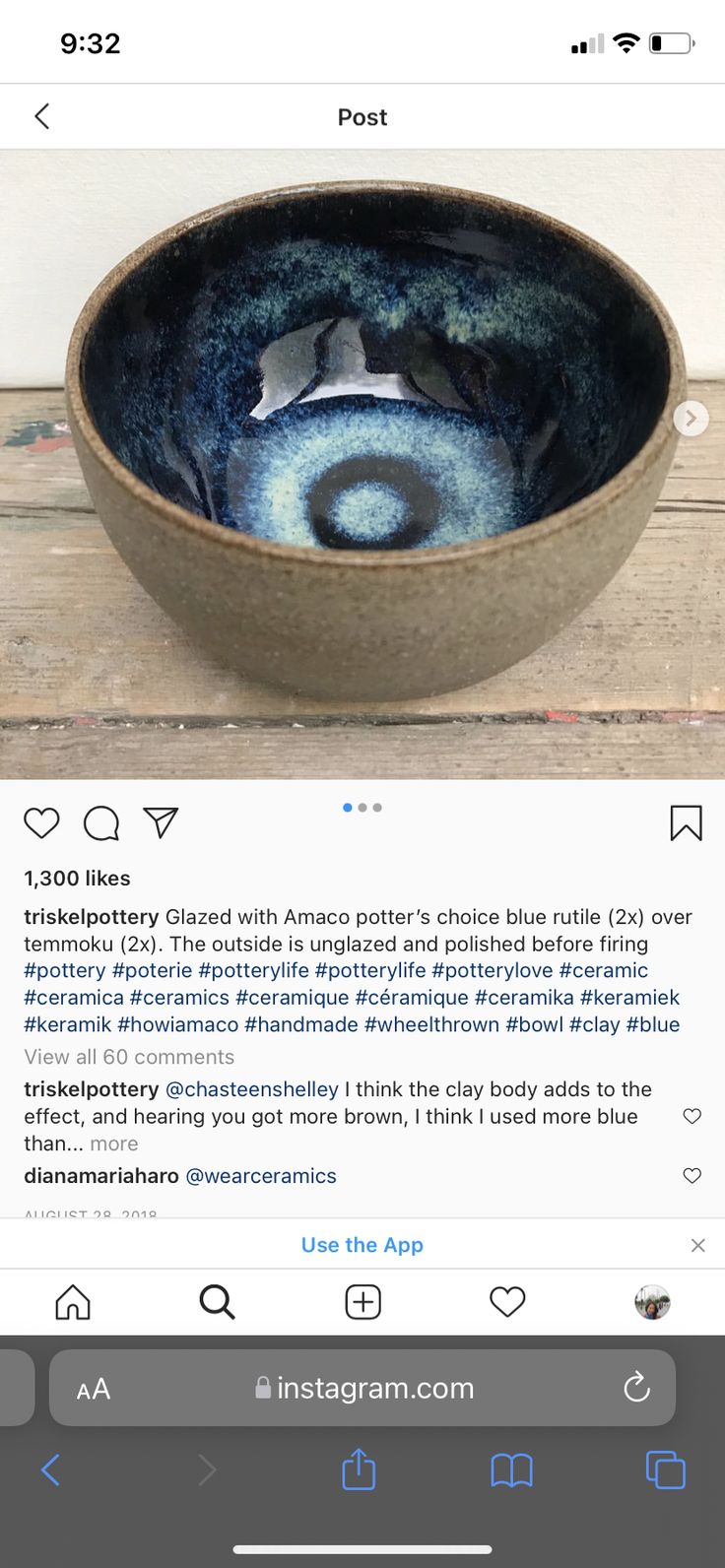 a bowl that is sitting on top of a wooden table with an instagramt