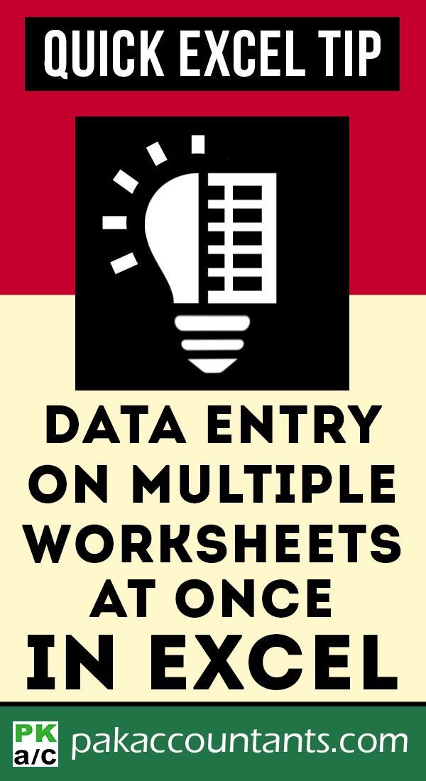 a sign that says quick excel tip data entry on multiple worksheets at once in excel