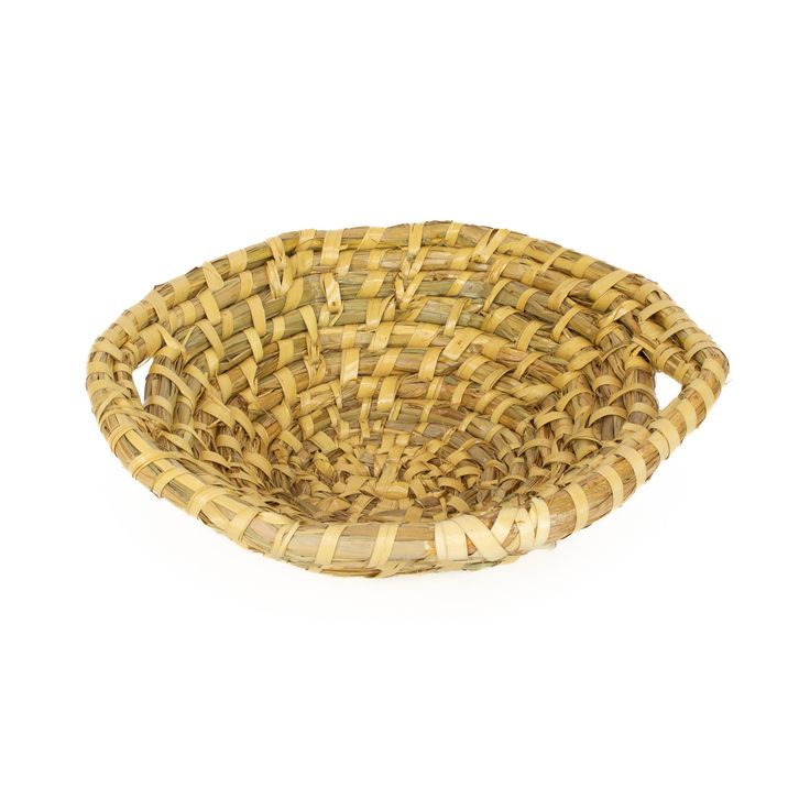 a small woven basket on a white background