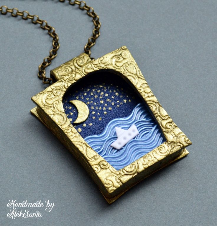 "Celestial Mothers gift Sea necklace Sea pendant Sea jewelry Blue necklace Blue pendant Blue jewelry 3D necklace 3D pendant 3D jewelry Polymer clay jewelry for women Gift for her Unusual necklace Unusual pendant Unusual jewelry Boat necklace Inspirational women gift Deep blue sea pendant necklace with a little white boat floating on the waves is a really unusual jewelry that remind a tiny stage with the sea decorations. The pendant is handmade of polymer clay and gold enamel that makes a beautif 3d Necklace, Fantasy Pendant, Fantasy Necklace, Sea Necklace, Elven Jewelry, Unusual Necklace, 3d Jewelry, Sea Jewelry, Polymer Clay Necklace