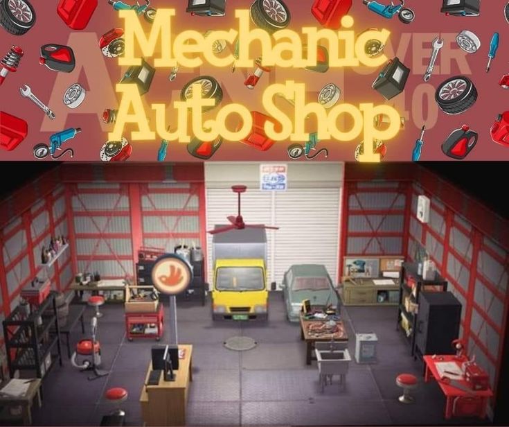 the mechanic's auto shop is full of cars and tools